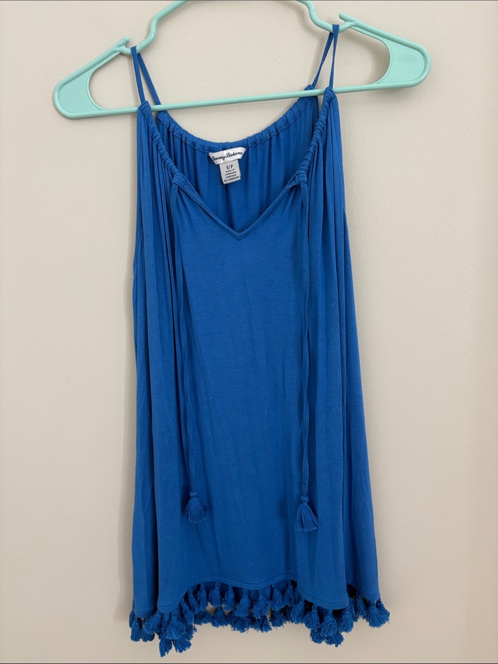 Tommy Bahama Royal Blue Tassel-Hem Spaghetti Strap Tank